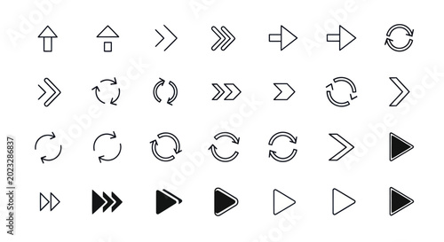 Arrow icons set for web design and navigation