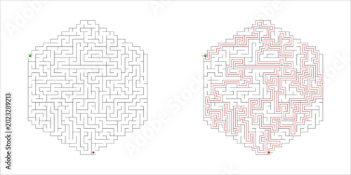 Hexagonal maze designs transparent background  