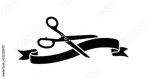 Foto Scissors cutting a ribbon for a grand opening ceremony.