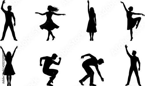 Photos Dance silhouettes set featuring expressive male and female dancers in dynamic po