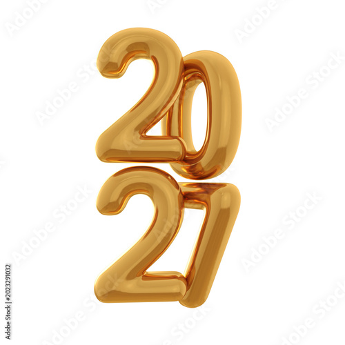 Happy new Year 2027 3D golden Rendered Text 4K PNG