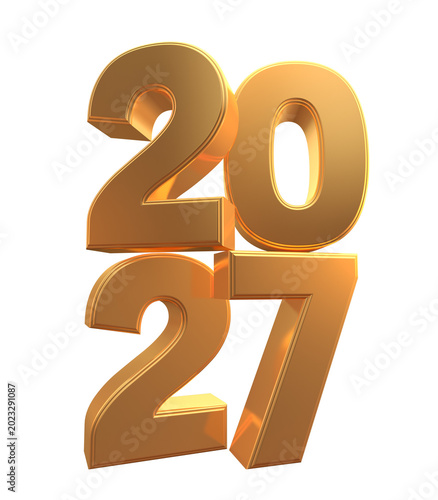 Happy new Year 2027 3D Rendered Text 4K PNG