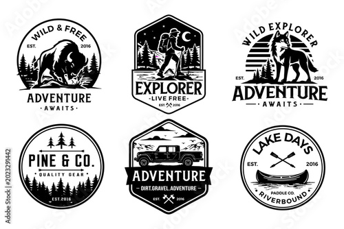 RETRO VINTAGE OUTDOOR ADVENTURE LOGO BADGE PATCH FOR HAT, T-SHIRT, STICKER