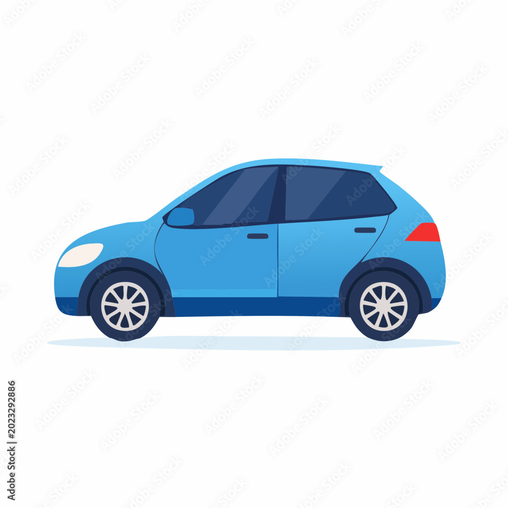Obraz premium Blue Hatchback Car Illustration
