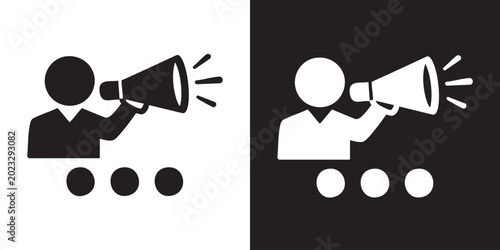 Slika na platnu Person Announcing with Megaphone Icon Silhouette