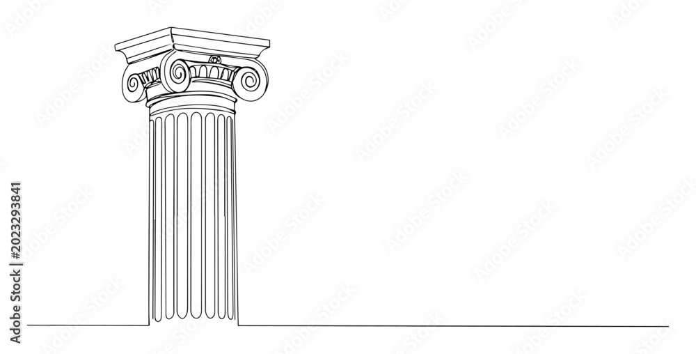 Obraz premium full corinthian column line icon - minimalist vector illustration