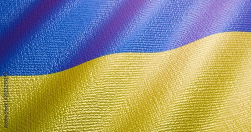 Flag of Ukraine, UA. Blue and yellow colors. 3d render video.