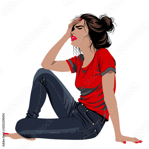 Photos Woman despair anxiety mental load psychological pressure grief inner disturbance