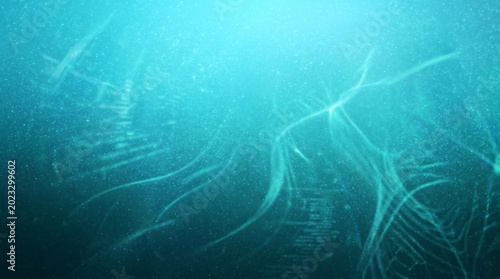 Ethereal Turquoise Underwater Particle Light Background