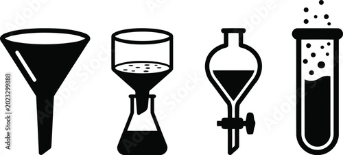 Canvas Print Laboratory glassware icons set on transparent background