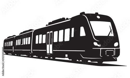 Foto Regional train silhouette, passenger rail transport, vector isolated on white