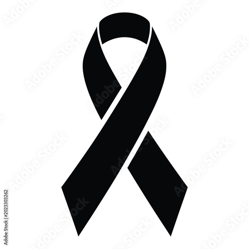 Canvastavla Black awareness ribbon symbol for support and solidarity one sentence icon