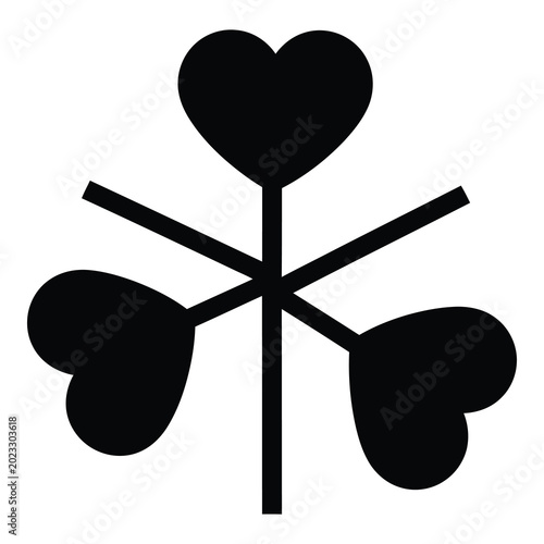 Foto Black clover leaf with three heart shaped leaves on stem icon