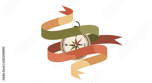 Bild auf Leinwand Compass and Ribbon