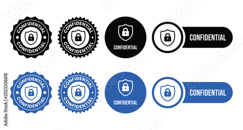 Schilderij op canvas confidential security icons with padlock vector illustration in circular and shi