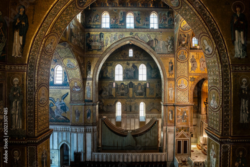 Bild auf Leinwand Santa Maria la Nuova Cathedral, Arab-Norman style architecture, 12th century, Mo