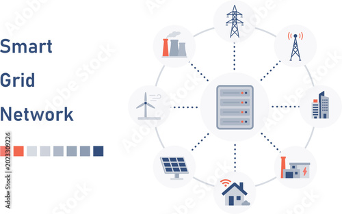 Smart Grid Network Illustration for Energy Management System