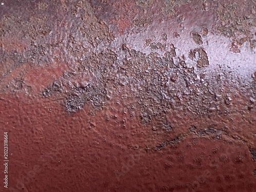 Bilde på lerret Close‑up of rusting painted surface showing flaking paint and corrosion on under