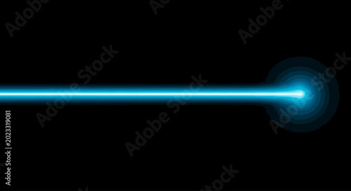 Bright Blue Laser Beam Emitting from a Light Source on a Dark Background