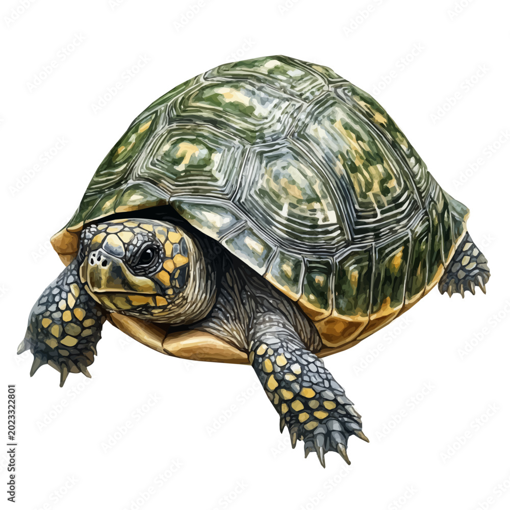 Obraz premium Turtle, realistic watercolor illustration vector, isolated on a white background.