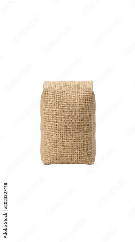 Obraz premium Beige linen pouch isolated on transparent background, ready for t-shirt designs, stickers, sublimation, print-on-demand products, and digital crafts.