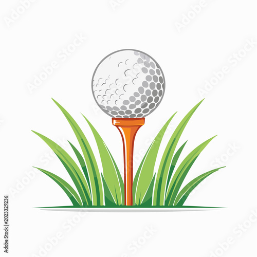 Golf ball on tee in grass