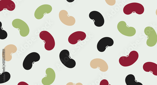 Colorful Bean Pattern Background, Healthy Food Illustration