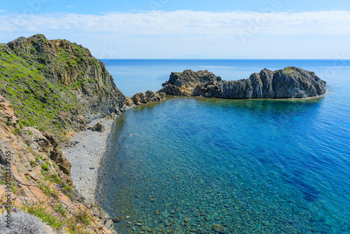 Scenic Mediterranean Coastline and Crystal Clear Sea in Skala Eressos