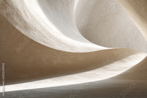 Elegant abstract curves and light in minimalist architectural design