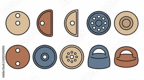 10 Fermentation Crock Ceramic Weights Vector Illustrations for Pickling � Quality Culinary Design Elements