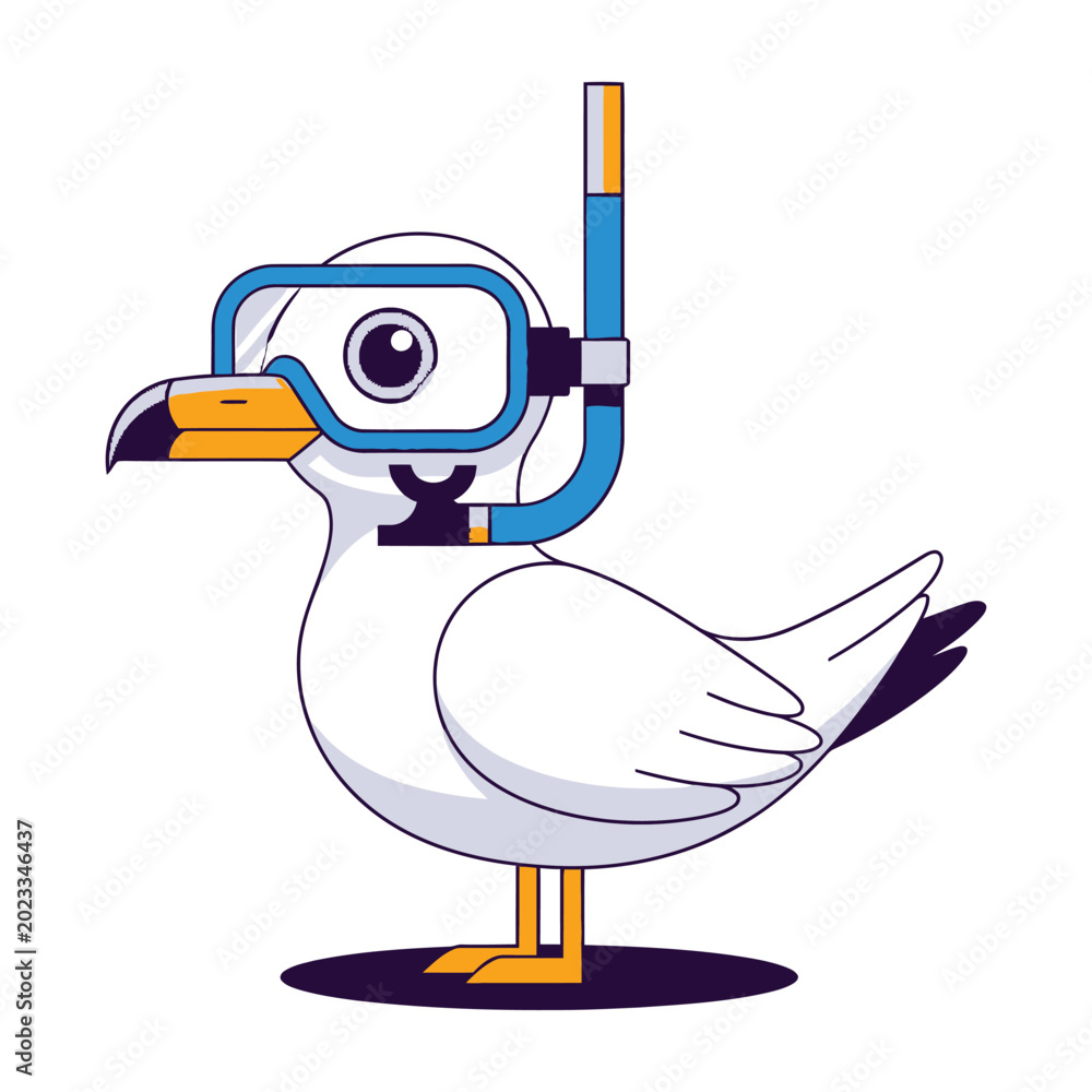 Obraz premium Seagull wearing scuba gear