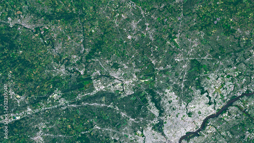 Obraz na płótnie Philadelphia Urban Area in the USA Viewed from Space – Delaware River, Cityscape