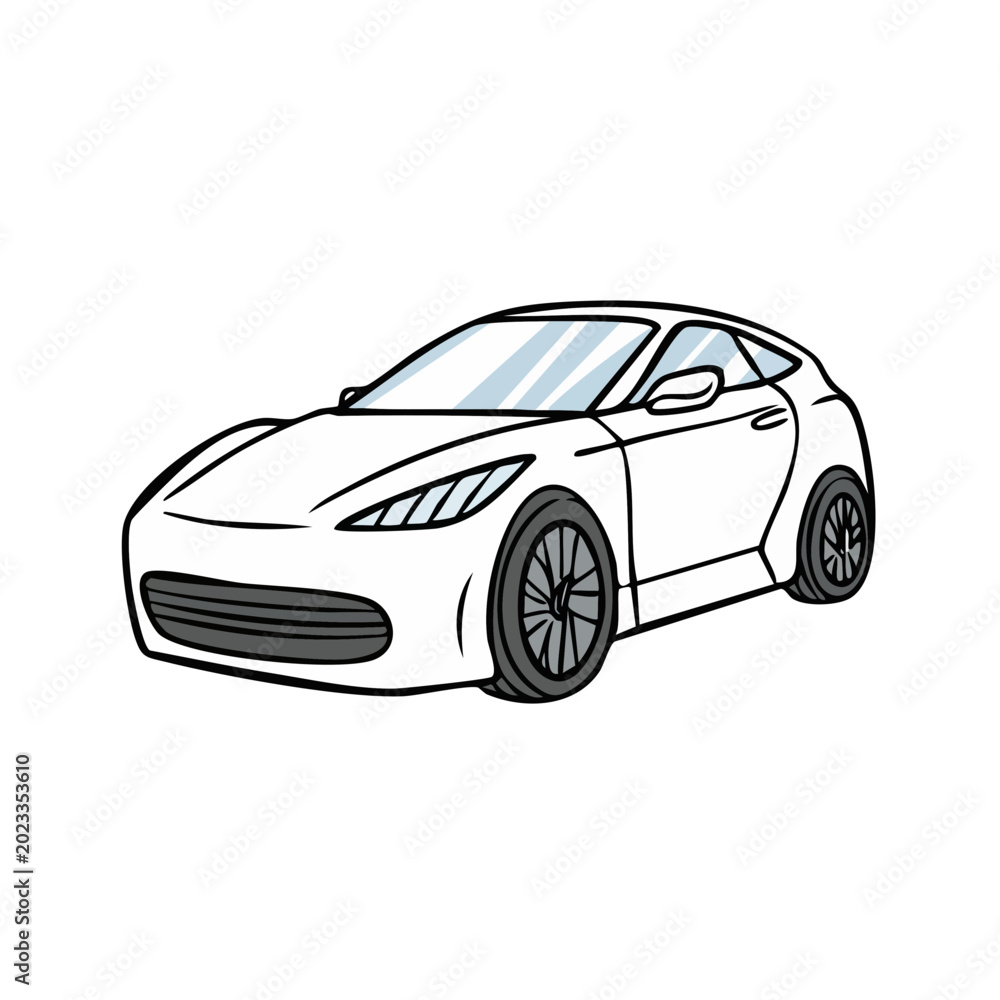 Naklejka premium Sleek white sports car illustration isolated on white background