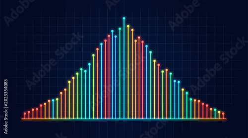 Vibrant digital graph illustration with colorful bars rising on dark background