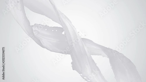 Abstract white liquid flowing in swirling motion isolated on light background for creative commercial advertising design projects with smooth fluid dynamics.