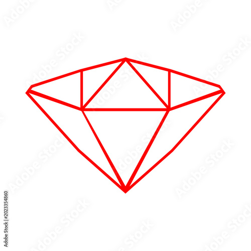Sparkling diamond gemstone luxury RED vector icon illustration
