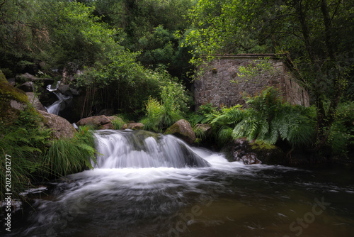 Watermill in a Small River. Barosa, Barro, Galicia, Spain