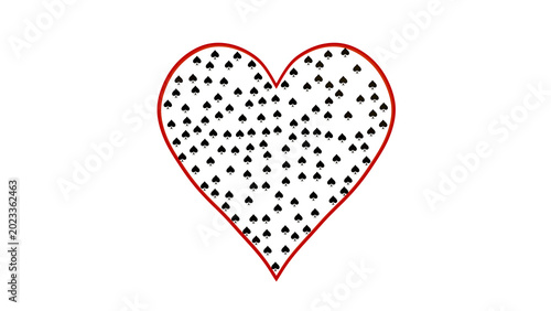 Принти на полотні Heart with spades pattern, unlucky in love concept, flat design cartoon illustration, isolated on transparent  background with copy space