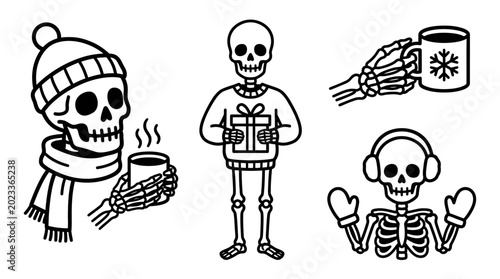 фотографія Skeletons in winter clothing accessories.