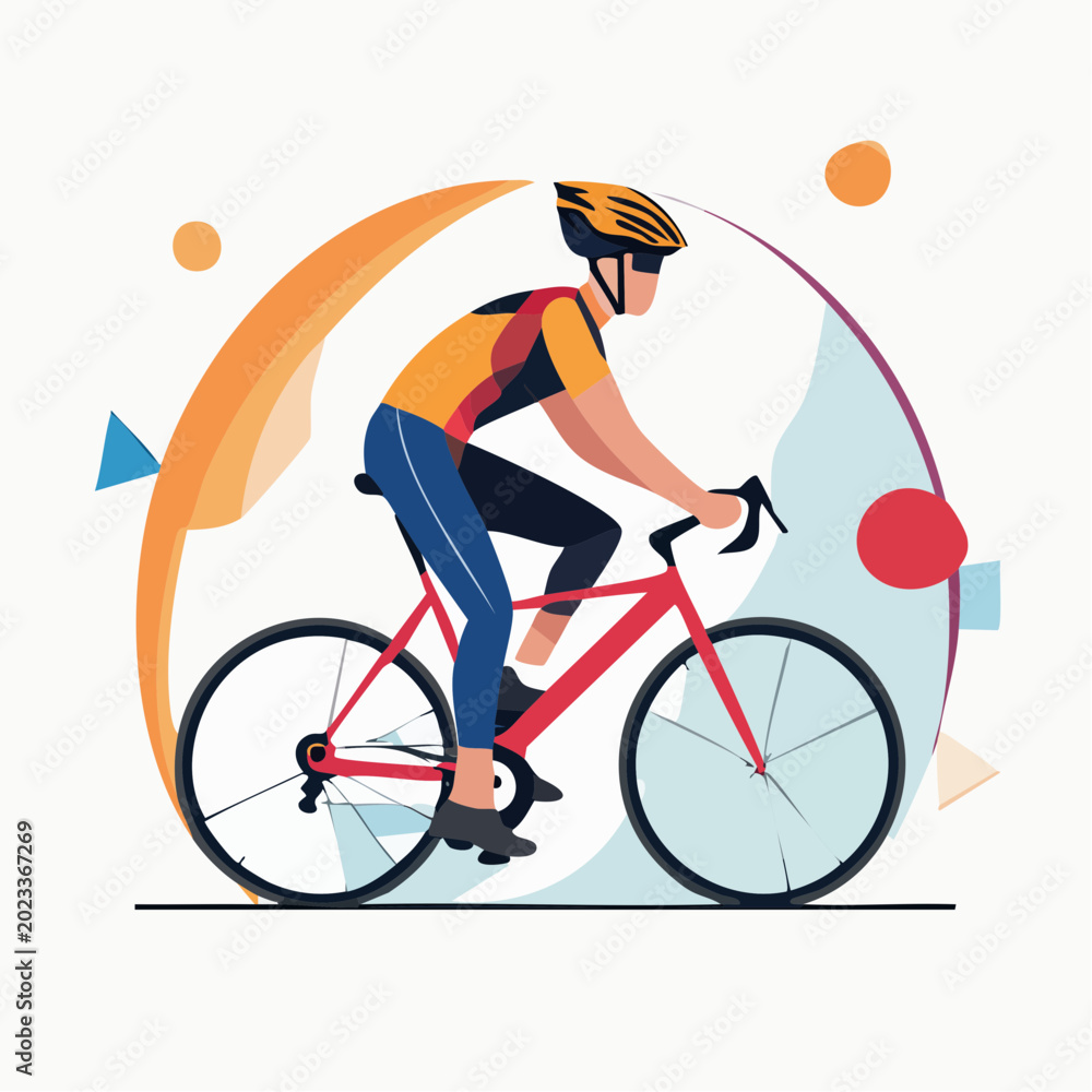 Fototapeta premium Cyclist Riding a Bicycle with Abstract Background
