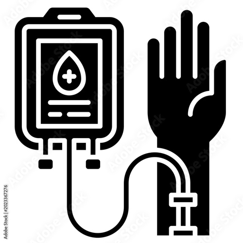 Quadro su tela Blood transfusion icon in glyph style, suitable for hospital, emergency treatmen