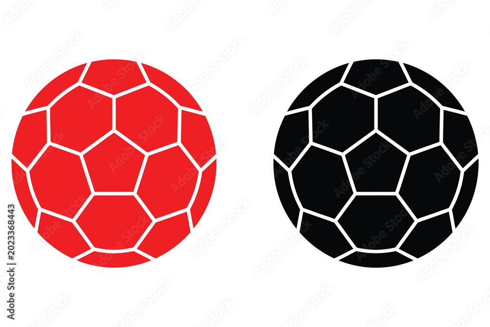 Fototapeta premium Football icons red and black soccer ball graphics for sports design and branding