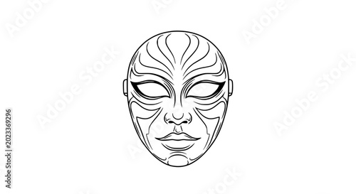 Φωτογραφία Mysterious Mask with Tribal Face Markings, Graphic Design