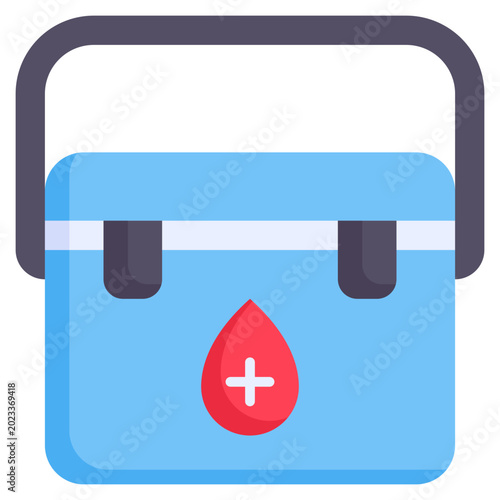 Blood cooler box icon in flat style, suitable for healthcare, blood storage, medical transport concept illustrations