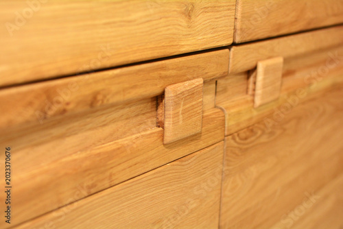 Close up of handcrafted wooden cabinet joinery