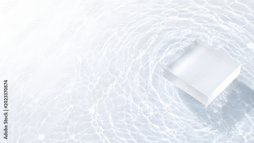 Fototapeta premium Luxury Hydration Skincare Background with Floating Frosted Acrylic Podium