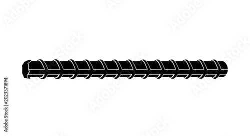 Tableau sur toile reinforcing bar silhouette black metal rebar against white background silhouette