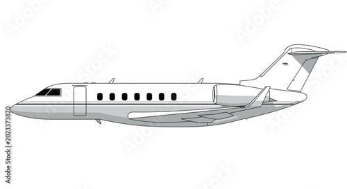 Private Jet Airplane Outline Vector Illustration