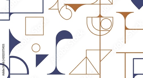 Geometric Shapes Pattern in Blue and Gold for Modern Design