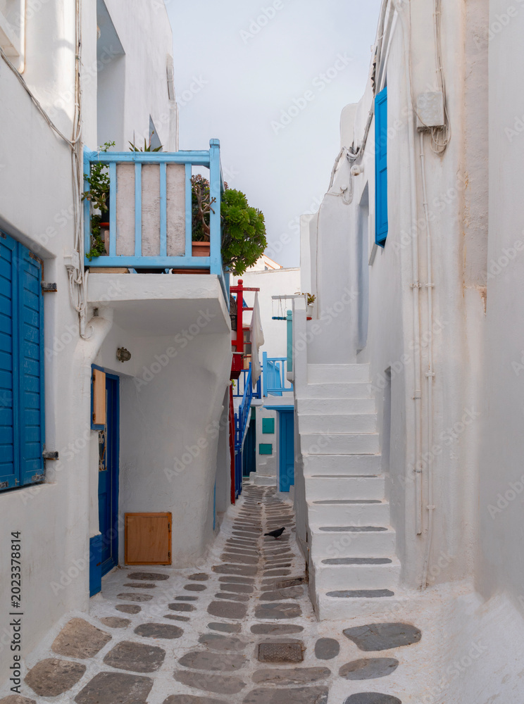 Fototapeta premium Streets of traditional architecture in the Chora of the island of Mykonos in Greece